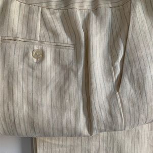 Lauren Ralph Lauren Cream Striped Linen Pants 10